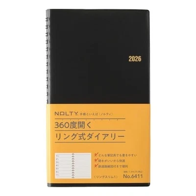 NOLTY 2026 Weekly Planner with Rings Slim Black 6411 January Start - Image 1 of 3
