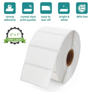 1300 Direct Thermal Labels 2"x1" Barcode FNSKU UPC FBA for Zebra Rollo - 1 Roll - Picture 1 of 8