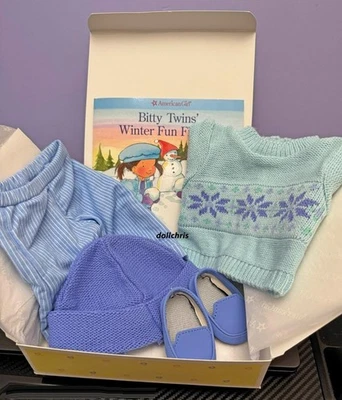 Bitty Twins Fair Isle Sweater Set American Girl Doll Label Hat Pants Shoes Book - Image 1 of 4