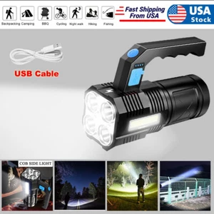 990000LM Handheld LED Flashlight 4-Modes USB Rechargeable Searchlight Waterproof - Picture 1 of 23