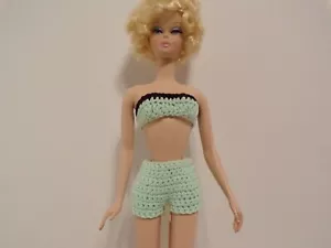 Handmade Crocheted Silkstone Barbie Fashion Bikini 3 Colors Red, Black, Mint - Picture 1 of 3