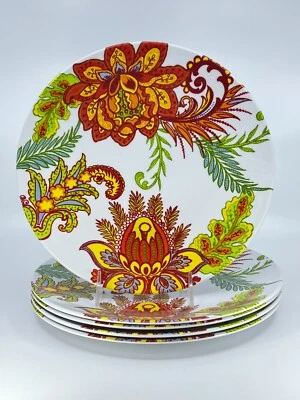 Set of 5 Home Accents Melamine 11” dinner plates Floral Red Orange Target - Image 1 of 4