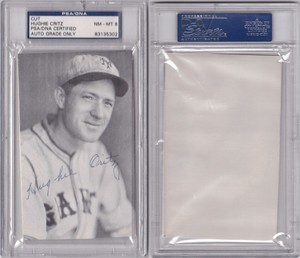 Hughie Critz Cincinnati Reds NY Giants Cut PSA DNA Auto 8 1933 WS Champ Reds HOF