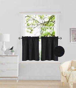 Elegant Home 2 Panels Tiers Small Window Treatment Curtain Insulated Blackout Dr - Picture 1 of 2
