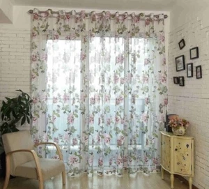 "Cortinas de ojal de privacidad para ventana paneles transparentes con cuentas en el dobladillo, multi 38"" X 84" - Imagen 1 de 5