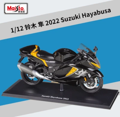 Maisto 1:12 2022 Suzuki Hayabusa Motorcycle Model Bike Black+Base New in Box - Image 1 of 4