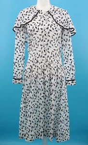 Vestido antiguo de algodón con estampado de hojas en blanco y negro de finales de 1800/1900 para mujer de colección S/M - Imagen 1 de 20