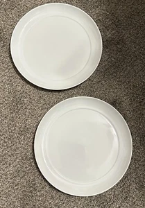 Crate and Barrel Scoop Dinner Plate White Set of 2 - Picture 1 of 6