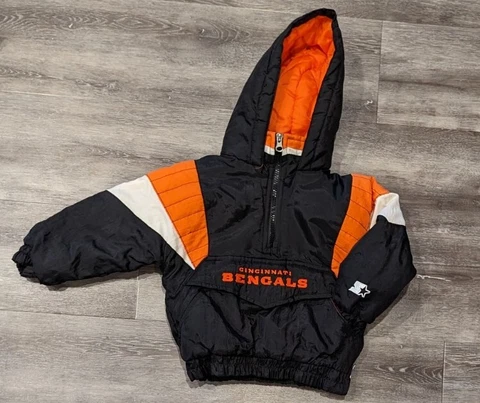 VINTAGE 90's CINCINNATI BENGALS STARTER kanga pouch 1/2 ZIP PULLOVER JACKET 3T Cover
