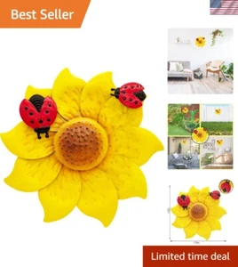 Handcrafted 12'' Metal Flower Wall Hanging with Ladybug - Perfect Garden Accent - Picture 1 of 9