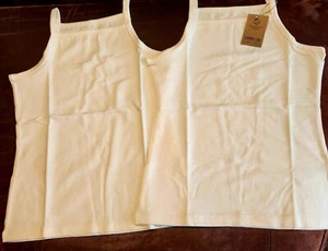Amazon Aware Girls Stretch Jersey Cami Top~ Ivory~Size L~2pk - Picture 1 of 4