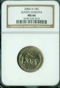 2006 D SOUTH DAKOTA QUARTER NGC MS66 BUSINESS STRIKE * - Picture 1 of 2