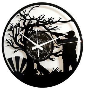 Wohnkultur Wanduhr - Jäger Jagd Jagdhund Holz - Geschenk Home Decor - Bild 1 von 3
