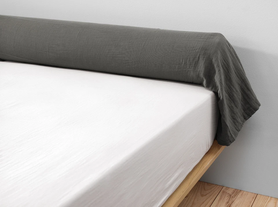 Taie de traversin 85x185 cm Gaze de coton Gaïa Granit - Photo 1/1