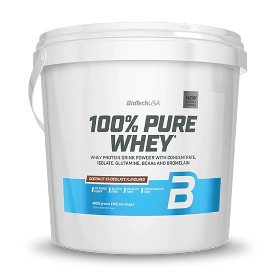 Biotech Usa 100% Pure Whey 4000 gr 4 KG Proteine del Siero del Latte Gluten Free - Immagine 1 di 4