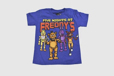 Five Nights At Freddys Youth Boys FNAF Animatronic Gang Pixel Style Shirt NWT XS - Image 1 of 4