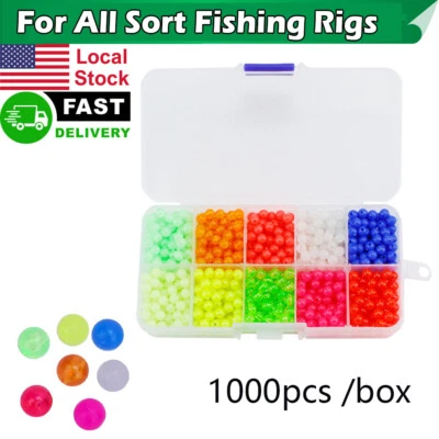 1000 piezas cuentas de pesca cuentas luminosas PP aparejos de pesca cuentas para pesca nocturna Foto 1 de 4