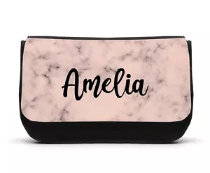 Astuccio Portamatite Personalizzato Trucco Bambina Regalo Marmo Rosa Nome Natale Scuola - Foto 1 di 2