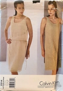 VOGUE 2214 1990’s CALVIN KLEIN Wrap Dress Sewing Pattern. Size 14-16-18. - Picture 1 of 2