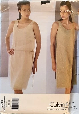 VOGUE 2214 1990’s CALVIN KLEIN Wrap Dress Sewing Pattern. Size 14-16-18. - Image 1 of 2