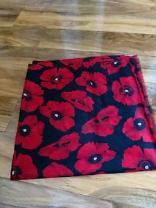 BLACK & RED POPPY THEMED SCARF / SHAWL - 70" X 35" - Picture 1 of 3