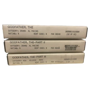 Vintage Blockbuster video Rental VHS the Godfather 3 VHS Set Parts 1,2,3 - Picture 1 of 11