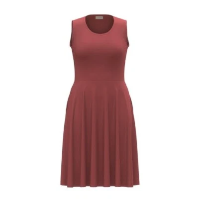 Vestido L LuLaRoe Nicki Sin Mangas Bolsillo Rojo Mineral Sólido Foto 1 de 2