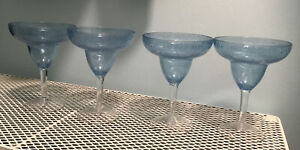 EUC Plastic/Melamine Margarita Glasses 6.5â Clear & Bubbly Blue - Set of 4