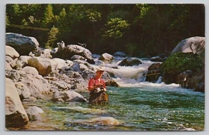 Man Fly Fishing - Fishing Poem on Back Postcard - Picture 1 of 2