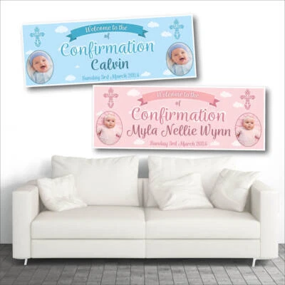 2 PERSONALISED CONFIRMATION PHOTO BANNERS - WELCOME TO THE - Image 1 of 3