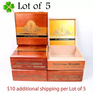Lote de 5 cajas de cigarros de madera Perdomo Churchill Ct 10 aniversario 8,25" x 7,75" x 3" - Imagen 1 de 12