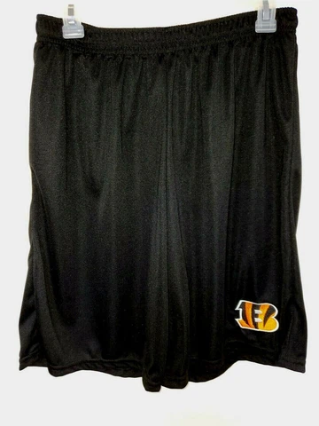 0725 Mens NFL CINCINNATI BENGALS Polyester Jersey SHORTS Pockets BLACK ORANGE Cover