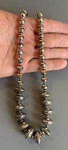 NAVAJO 21" Sterling & Coin Silver Old 1901-1916 BARBER DIME Bead Necklace 74 GR - Picture 1 of 16