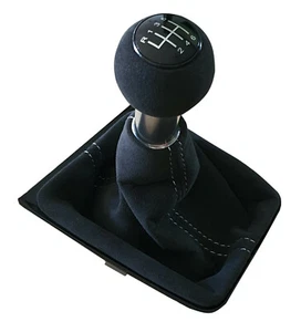 PARA VW GOLF 7 6 VELOCIDADES ALCANTARA PALANCA DE CAMBIOS BOLSA DE CAMBIO PINTURA PIANO COSTURA GRIS 08 - Imagen 1 de 2