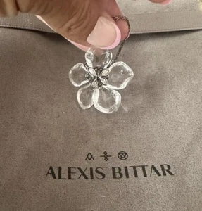 100% Authentic Alexis Bittar Clear Lucite Flower & Crystal Necklace - Picture 1 of 12