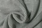 ECRU AND BLACK SMALL SQUARED VISCOSE/POLYESTER FABRIC-SOLD BY THE METER