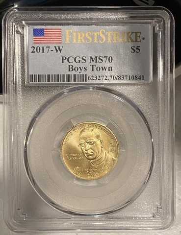 2017-W Boys Town  $5 Gold Commemorative PCGS MS70 Cover