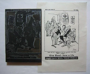 1951 Original George Lichty Grin and Bear It of Give Blood - Save a Life Plate - Picture 1 of 5