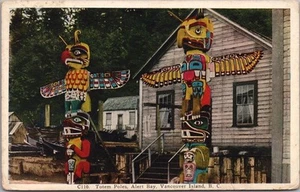 VANCOUVER ISLAND B.C. Postal de Canadá "Totem Poles, Alert Bay" HHT / 1935 Cancelar - Imagen 1 de 2
