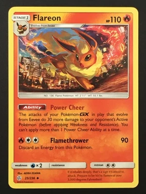 Pokemon TCG Flareon 25/236 SM Cosmic Eclipse Regular Uncommon NM - Image 1 of 2