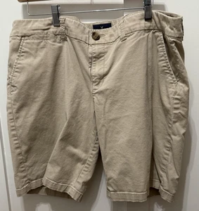 American Eagle Bermuda Stretch 10 inch inseam Size 18 Cotton Blend Khaki Shorts - Picture 1 of 13
