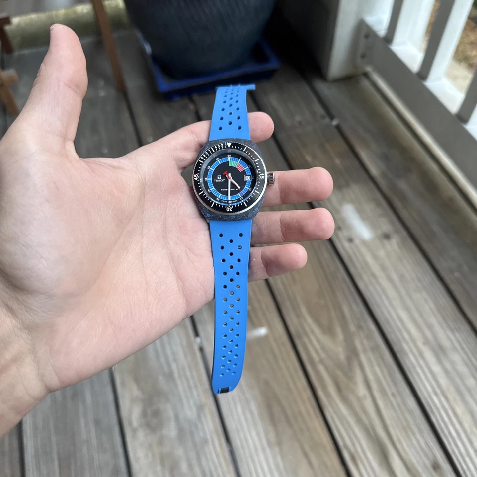 Tissot T145.407.97.057.02 Sideral S Powermatic 80 41 mm Blue Rubber Wrist Watch - Image 1 of 4