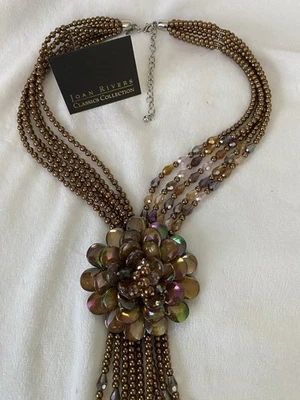 Collar De Colección Joan Rivers Bronce Brillo Flor Cuentas ESTRELLA - Firmado Foto 1 de 4