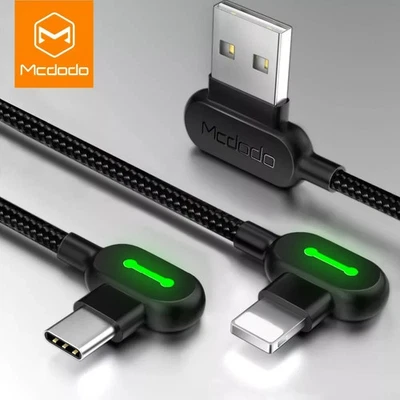 MCDODO 90 Degree Right Angle for iPhone Type C Micro Cable Fast Charge 0.5m - 3m - image 1 of 4