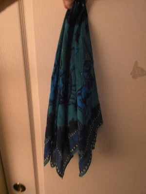 Vintage Womens Scarf Zodiac Astrology Signs Dark Blues And Greens - Image 1 of 4