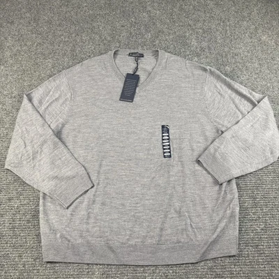 Suéter Hart Schaffner Marx Para Hombres 2XB Gris Extra Fino Lana Merino Cuello en V Pullover Foto 1 de 4