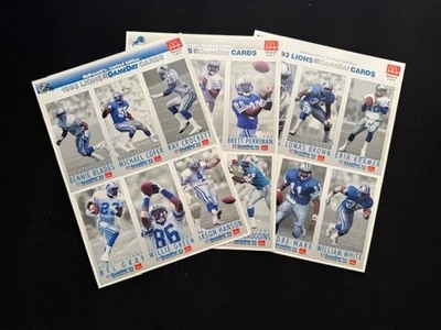 1993 Detroit Lions McDonald's NFL GameDay Coleccionista Tarjetas Equipo Juego de 3 Hojas Foto 1 de 2