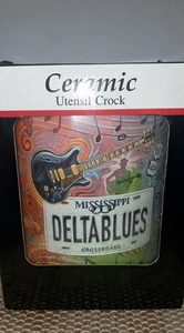 Keramik Küchenutensilien Halter für Arbeitsplatte, groß Mississippi Delta Blues Neu - Bild 1 von 4