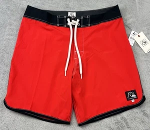 Quiksilver Men’s Board-shorts Size 32 Original Scallop 18"water-repellent RED - Picture 1 of 14