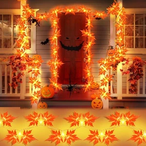 Autumn Leaves Fairy Lights 3M 20LED Maple Leaves Halloween Decorations Lights mi - Picture 1 of 8